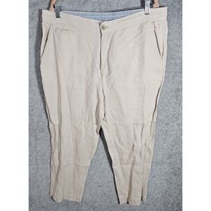 Panama Jack‎ Linen Pants Mens Sz XL 38x26 Beige Straight Leg Pockets Lightweight
